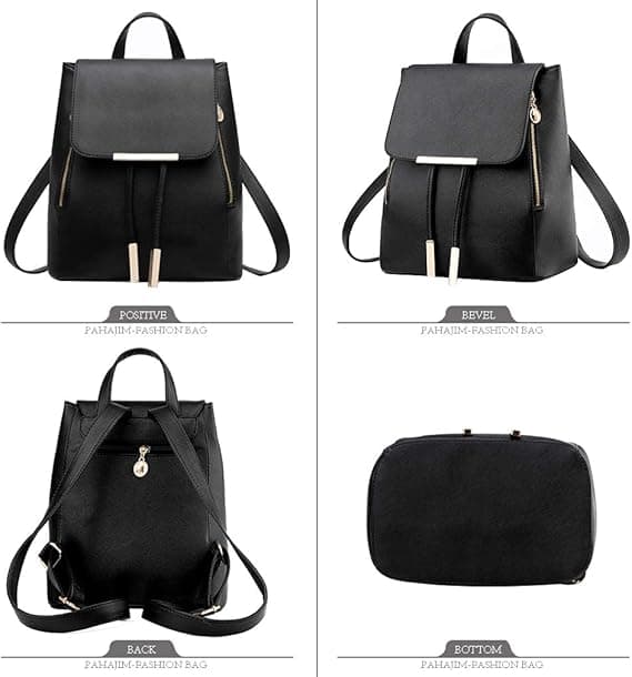 Women's Backpack, Small PU Leather Backpack, Mini Backpack, Fashionable Backpack, Handbags, Stylish, Anti-theft, Waterproof, Casual Daypack Black