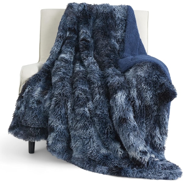 Myk og lodden kunstpels pledd grå – Koselig, fluffy, plysj Sherpa fleece pledd, loddent, loddent pledd for sofa, seng, sofa, 50x60 tommer, 640 GSM