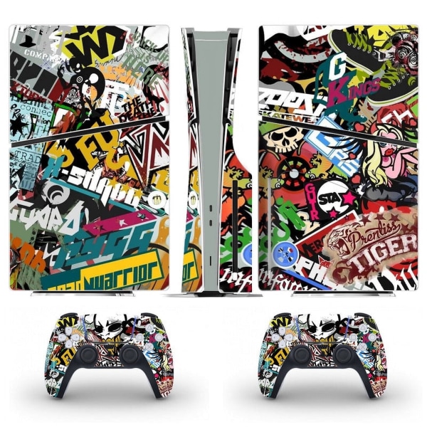 Playstation 5 Slim Ps5 Slim HipHop Skin Decal Och Controller Stickers Set, Reptålig (Disk) Style14