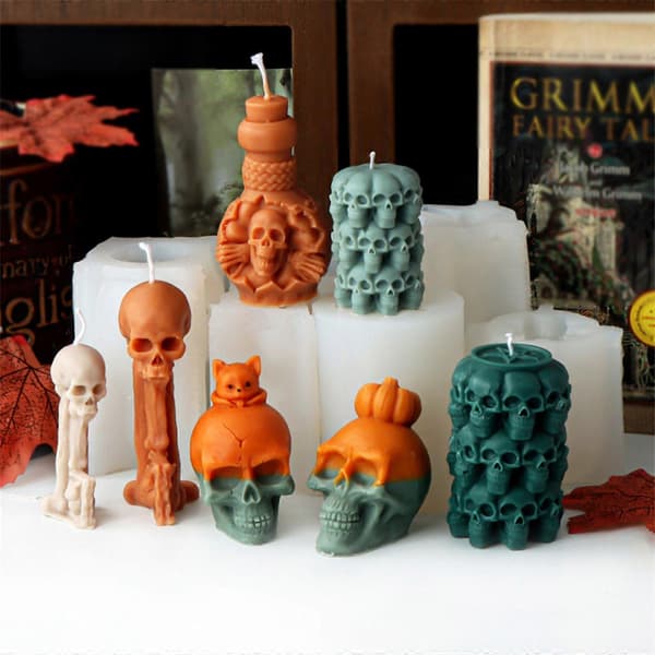 Halloween Kranie Lysforme til Lys Sæbe Halloween Dekoration, Skelet Hoved Silikoneforme til Gips Dekoration