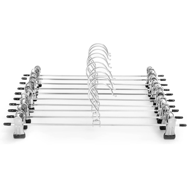 Kjolhängare med justerbara halkfria klämmor Byxhängare, platsbesparande metallhängare för kappa kläder jeans, hängare för barn vuxna (10-pack)