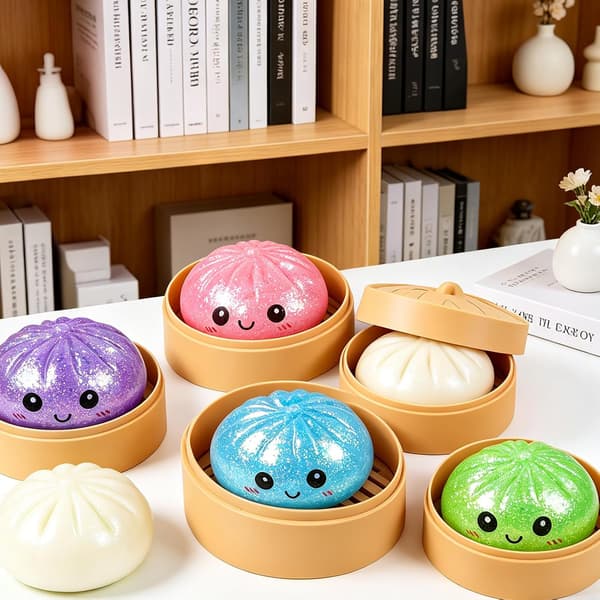Dumplings Squishy Mystery Mini Dumplings Squishy Stressbolde Fidget Sensorisk Legetøj Blød Klemme Dekompression Dej (Lilla-A) Blue-a