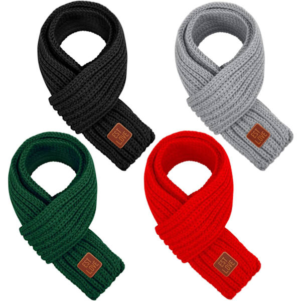 4-delad set barns halsduk vinter stickad barns halsduk enfärgad barns halsduk