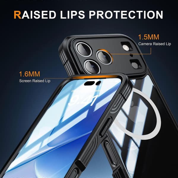9H Tempered Glass Shockproof Case compatible with iPhone 17 Air with Magnetic Charging