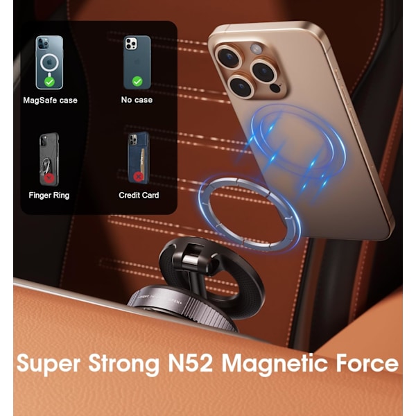 Stark Magnetisk Biltelefonhållare för MagSafe, Ultra Vakuum Sugkopp Telefonfäste 360° Mobiltelefonhållare