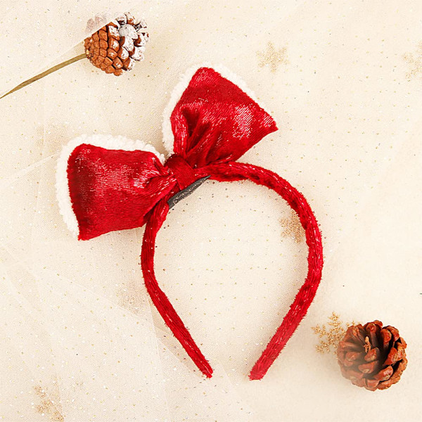 Julglitter Julhårband Söt Renbåge Rosett Hårprydnad Hårnål för Jul Fest Hår Tillbehör (Rosett)