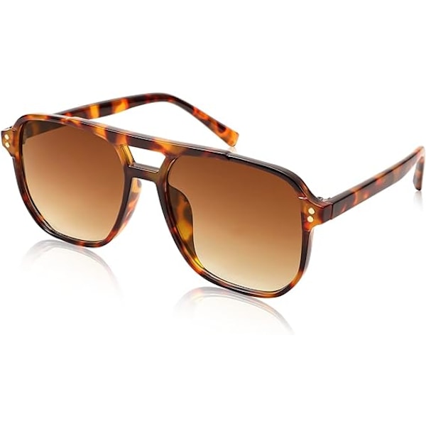 Retro Square Aviator Solbriller Kvinner Menn 70-talls Vintage Trendy Plast Ramme Solbriller