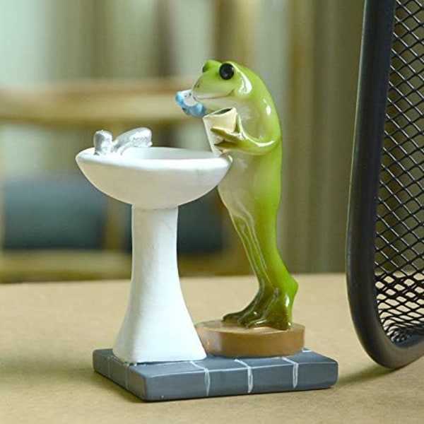 Miniatyrträdgårdsfe groda figurin - helt enkelt glad