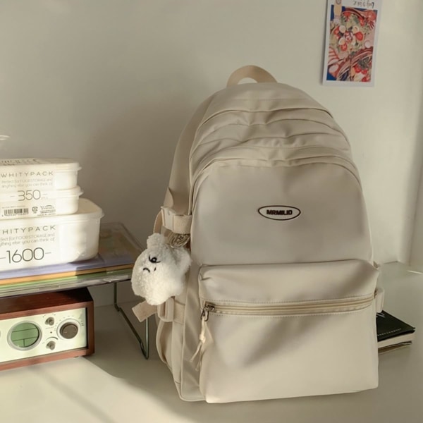Kawaii ryggsäck med söta tillbehör Casual Estetisk ryggsäck Enkel laptopväska Vattentät reseryggsäck kvinnor, vit, ryggsäckar