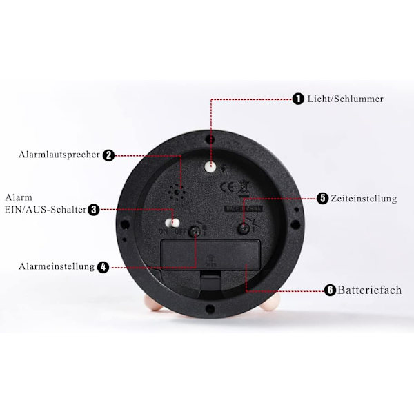 Pedagogisk väckarklocka för barn - Dag/natt Lätt att ställa in och batteridriven Nattlampa Tyst icke-tickande Reseväckarklocka (Rosa kanin)