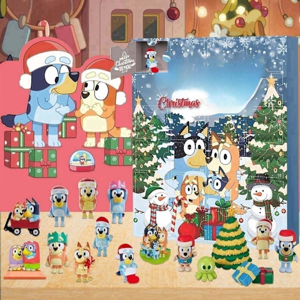 Cartoon Adventskalender 2023, 24 dagar Adventskalender, 24 st söta tecknade minifigurer docka jul semester strumpa gåvor jul fest gynna gåva