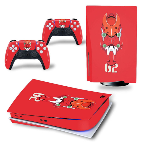 Play Station 5 Evangelion klistremerke - Kompatibel med PS5 - Deksel for å tilpasse konsollen - Fjernbar vinylfilm - Matt satin (Disk, EVA02) Style06