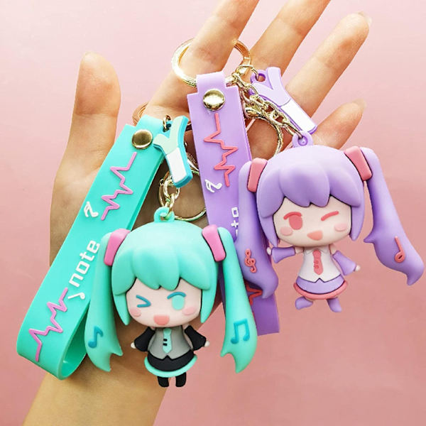 Hatsune Miku 3D Kaunis Tyttö Nukke Avaimenperä Riippuva Kaksiulotteinen Q-Versio Tyttö Nukke Reppu Riippuva Auto Avaimenperä