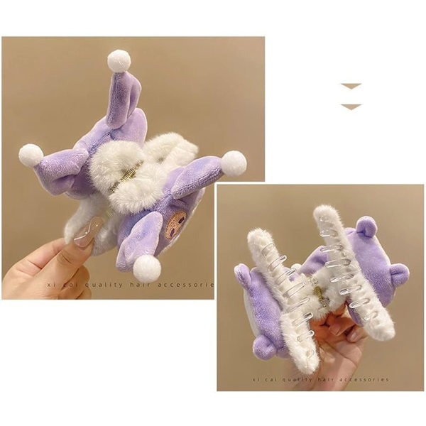 Kawaii hårklämmor för kvinnor och flickor, plysch hårklämmor med starkt grepp, halkfria hårspännen för tjockt, tunt och långt hår, tecknade hårnålar, håraccessoarer