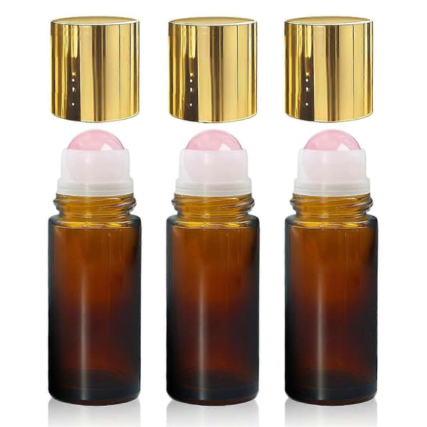 1-5-pack 50 ml bärnstensfärgade glasflaskor för eteriska oljor med kristallkulor, påfyllningsbara parfymbehållare 3pcs
