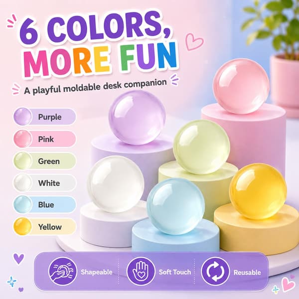 6 kpl kookosöljy Squishy Stressipallo, Sensorinen Fidget-lelu