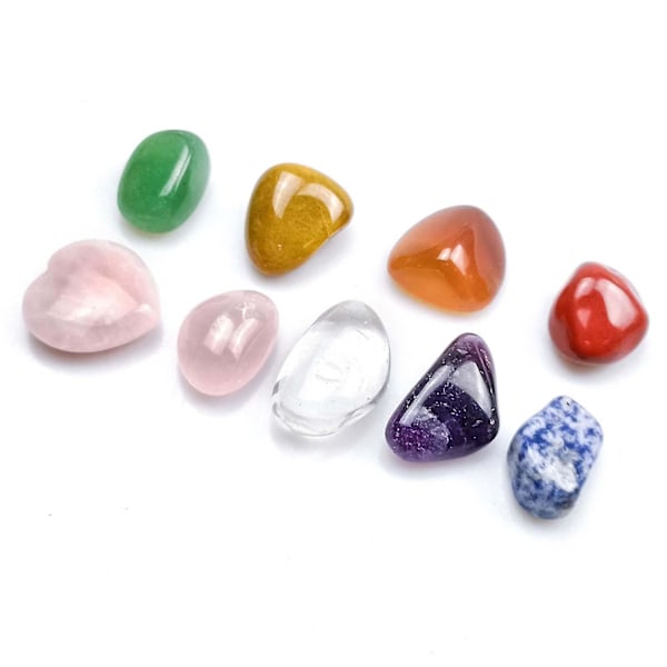 Sju Chakras Stenar Färgglad Set Ametist Agat Jade Kärlek Kristall Chakra Hantverk