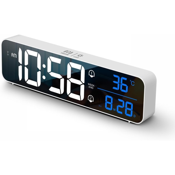 Digital Large Display Alarm Clock for Living Room Bedroom Decor LED Electronic Date Temp Display Wall Electric Clocks Automatic Brightness Dimmer