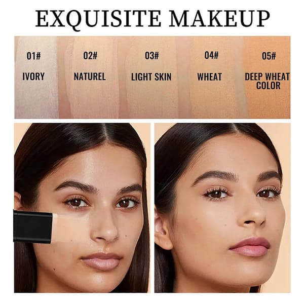Dubbelsidig Foundationstick och Återfuktande Concealer för Ljus Hud, Full Täckning, Resevänlig