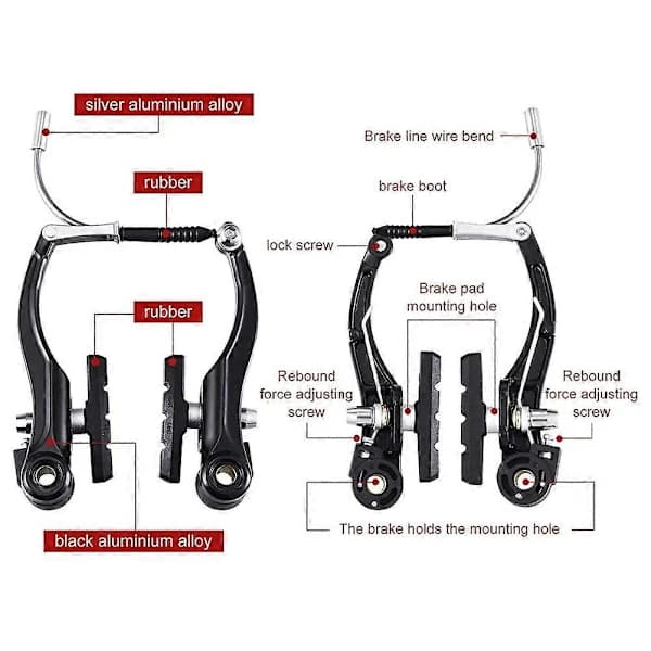 Complete Bicycle Mountain Bike Set, V-Brake + Outer Cables + Handles + Front & Rear Bicycle Brake Accessories