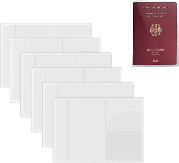 Transparent passfodral, 6 st klara passfodral, passfodral, transparent plastpassfodral, passfodral för pass i standardstorlek