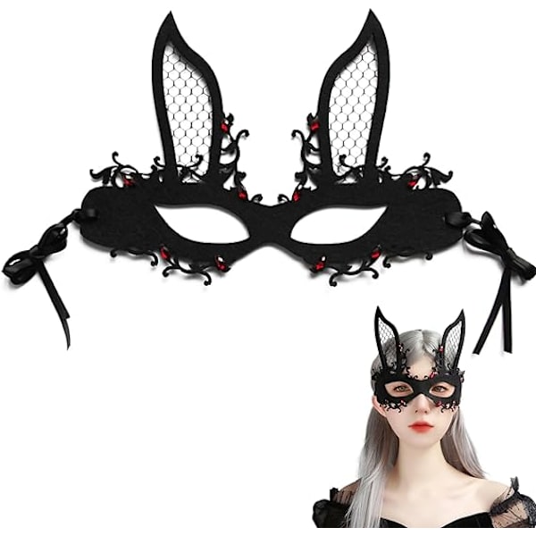 Halloween Svart Maske for Kvinner Edderkopp Halv Ansikt Kostyme Maske Fancy Dress Øyemaske Slør for Jul Halloween Cosplay Fest Jenter Kvinner