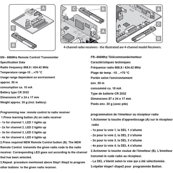 Ersättningsfjärrkontroll för garageport till Sommer 4020 TX03 868-4 Rolling Code 868MHz garageportfjärrkontroll (2-pack)