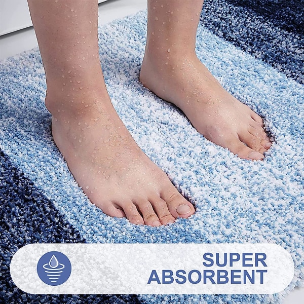 Luksuriøs Badeværelsesmåtte 24x16, Ekstra Blød og Absorberende Mikrofiber Bademåtte, Skridsikker Plysset Shaggy Badetæppe