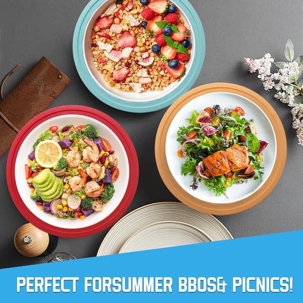 Reusable Plastic Plate Holders, 10 Inch, Heavy Duty with Snap Grooves, Dishwasher Safe (5 Pcs)
