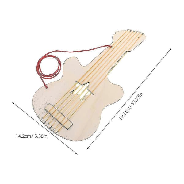 Beige DIY-gitarr i trä för barn, musik- och konstprojekt, utvecklar finmotorik, 1-pack