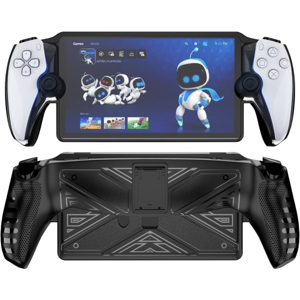 Case för PlayStation Portal, med stativ, hårt skalskydd för handhållen konsol , Anti-dammtillbehör till spelmaskin (svart)