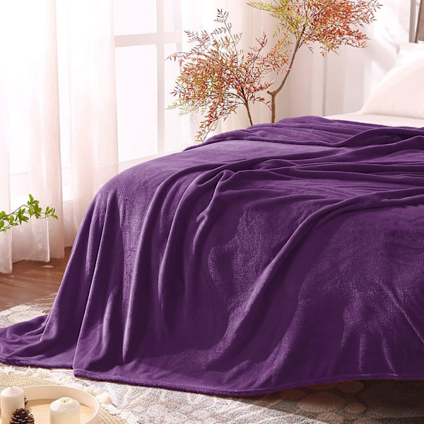 Fleece tæppe sort tæpper til sofa og seng, plys hyggeligt fuzzy tæppe 50\" x 60\", super blødt og varmt tæppe til efterår og vinter
