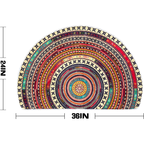 Boho Halvrunda Inomhus Entrématta Dörrmattor 36x24 Tum Absorberande Halkskydd Sovrum Fram Bak Utomhus Välkommen, Bohemisk Etnisk Stil Mönster
