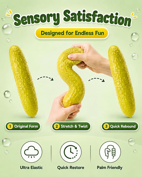 Jumbo Squishy, 25 cm jättikurkku Squishy Stressipallolelu