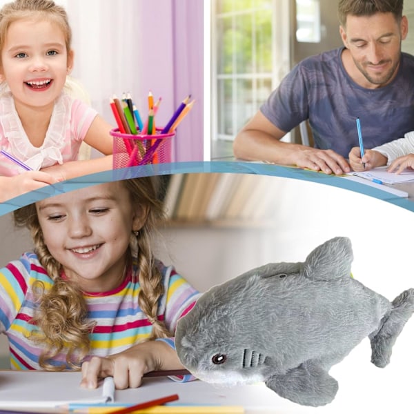 Plush Pennfodral - Multifunktionell Söt Cartoon Penna Förvaringspåse Plush Haj | Stor Kapacitet Rolig Blixtlås Pennfodral | Haj Pennfodral
