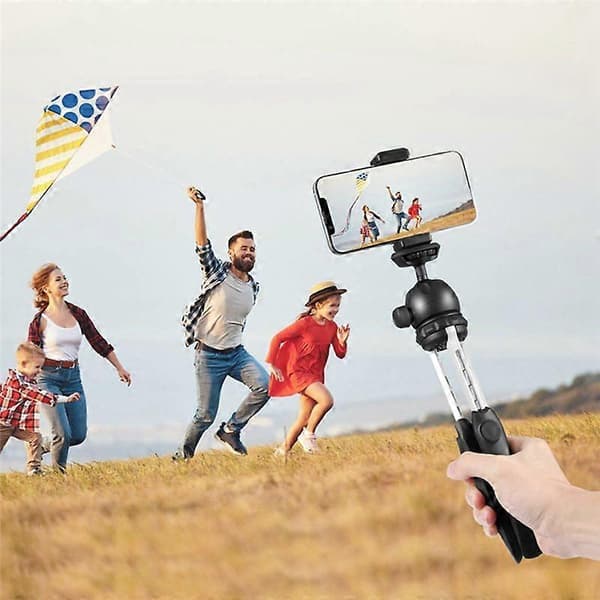Bærbar brakett VLOG Live Stabilisator Stativ med telefonklips, rød