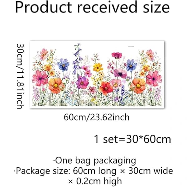 Two-pack colorful window decals with flowers and butterflies - double-sided self-adhesive decals, 60 × 30 cm