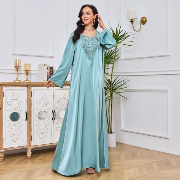 Dammode pärlklänning Elegant Robe (Ljusblå, XL) Light Blue XL