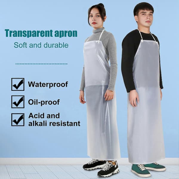 Transparent Vattentätt Förkläde i Plast - Fläckresistent & Hållbart - Perfekt för Kök/Slaktararbete