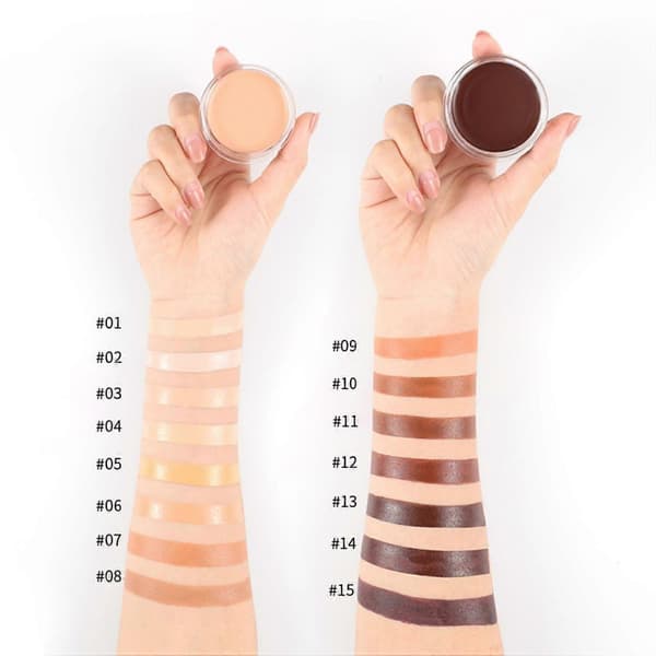 Fulltäckande Concealer 15 Färger Vattentät Formula för Mörka Ringar och Ojämnheter