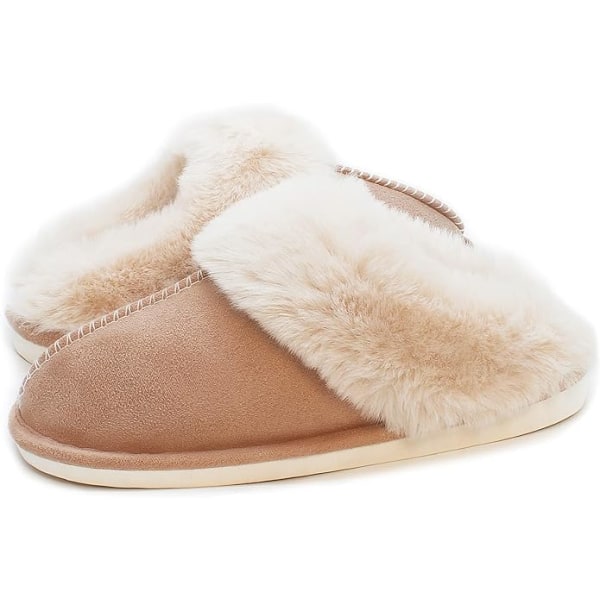 Hussko til kvinder og mænd, Fuzzy Fluffy Memory Foam Slip-on Hjemmesko Anti-Skridsikker Super Varme (Størrelse: 5-6)