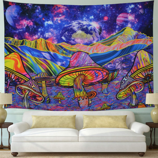 Trippy gobeläng Färgglad bergsgobeläng Psykedelisk galax rymd gobeläng Hippie vägggobeläng Fantasy planeter gobeläng Väggbonad för sovrum