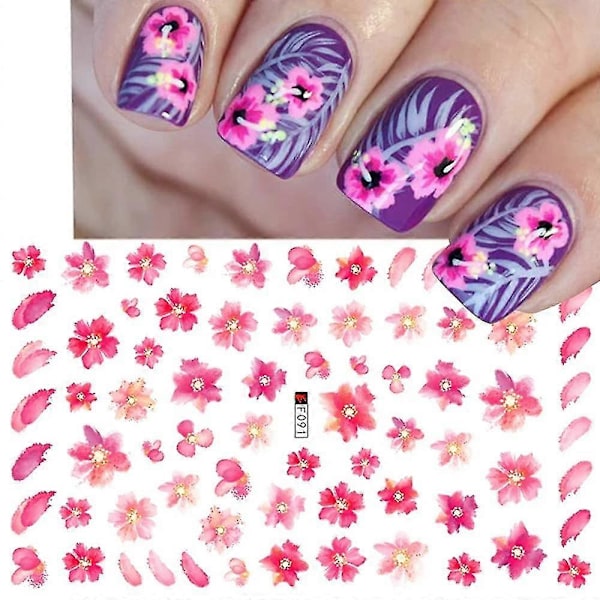 Blomster Nagelsticker Dekaler 4 Ark Vita Körsbärsblommor Nagelkonst Tillbehör 3d Självhäftande Nageldekoreringar Tillbehör Diy Akryl Nagelkonst Ap