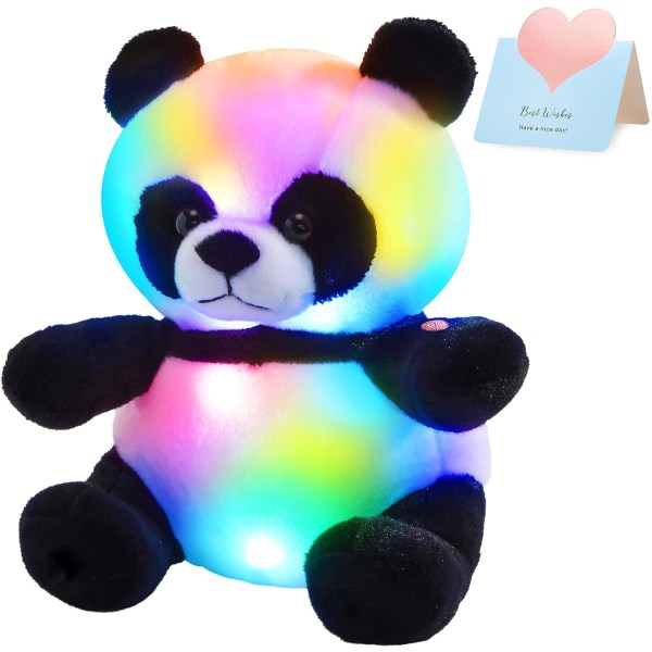 Valaiseva Panda-pehmolelu LED-pandakarhu Pehmeät pehmolelut Hohtaa pimeässä Nukkumisen seuralainen Yövaloilla Syntymäpäivä Taaperoille Lapsille, 12''