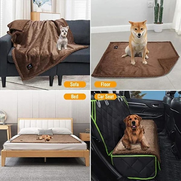 Det vandtætte tæppe, kærlighedstæppe til sofa, seng, couch, vandtæt kæledyrstæppe til hund og kat, 100% lækagesikkert, vandtæt, fuldstændig pink-sikker Black XS:50*70CM