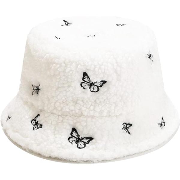 Vintermyk Fuzzy Bucket Hat i Kunstpels, Shearling Fiskehatt for Kvinner
