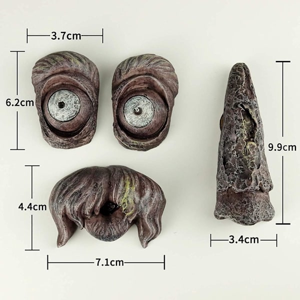 3D Gammel Mann Tre Ansikt Kunst Ornamenter - Morsom Lunefull Tre Ansikt Skulptur - Hagedekor