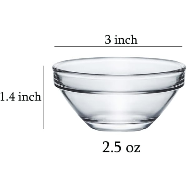 12 st Klart glas sojasås doppskålar Tillbehör för mellanmål Sushi Frukt Förrätt Dessert. 3 tum