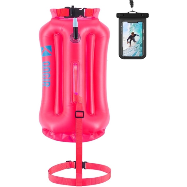 Swim Buoy - Safety Float 28L with Adjustable Waist Belt Drybag, Be Bright, Be Seen for Triathletes Open Water Swimming, Safe Swim Training, Floating