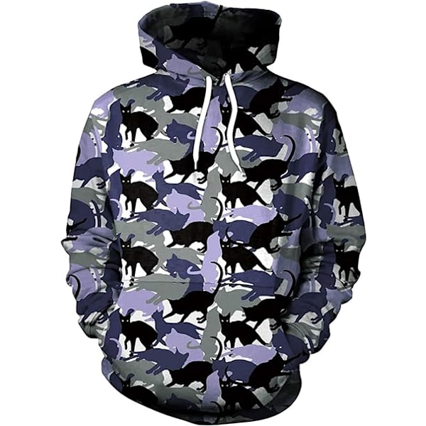 Herre langærmet hettegenser Halloween moro mannskap hals genser med kenguru lomme jul flerfarget 3D print genser genser (størrelse: XL) Purple XL